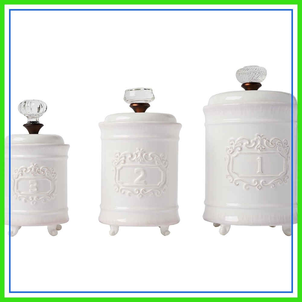 Canister Coffee Sugar Tea - Kitchen Canister Set of 3, White