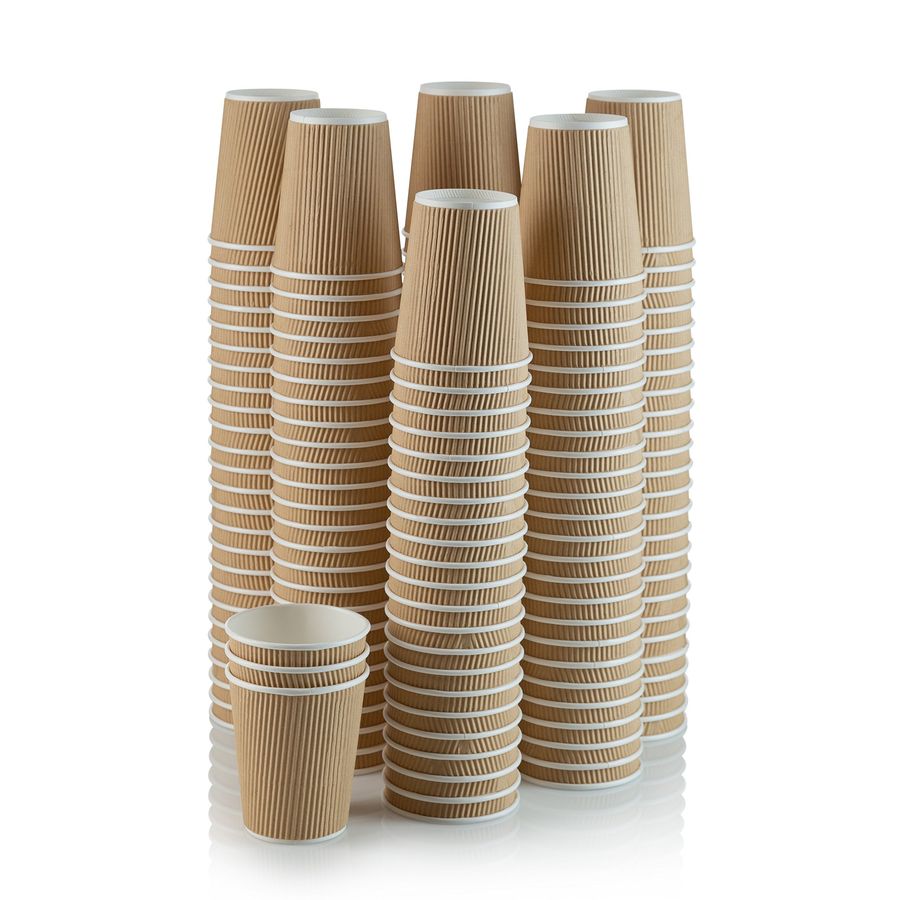 Coffee Tea Hot - Set of 150 Ripple Insulated Kraft