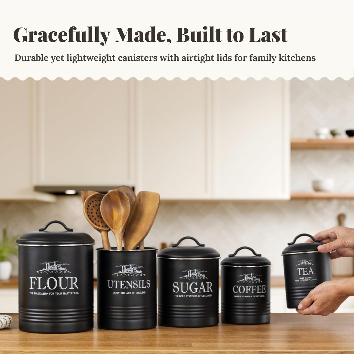 5-Piece Airtight Kitchen Canis - Canister Coffee Sugar Tea review and price
