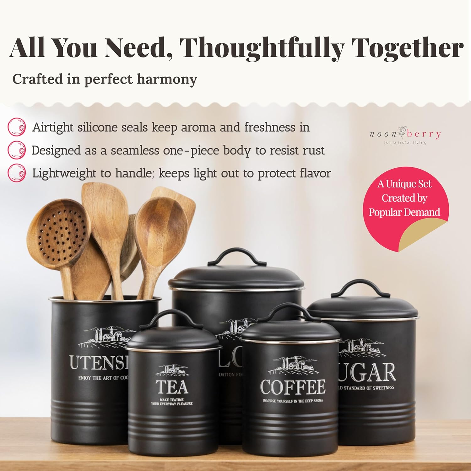 5-Piece Airtight Kitchen Canis - Canister Coffee Sugar Tea review and price