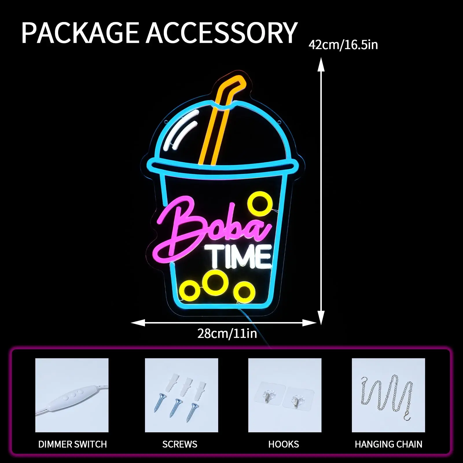 Boba Time Neon Sign for Wall D - Coffee Tea Boba review and price