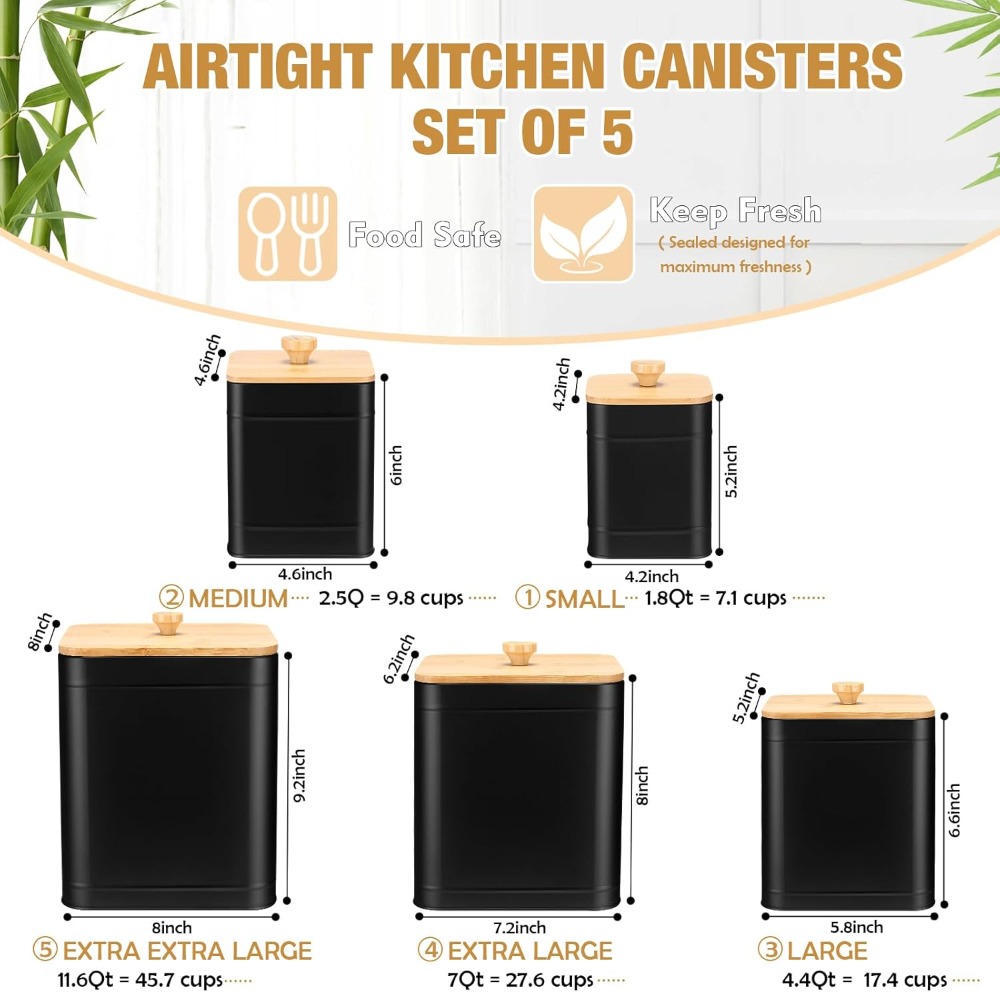 5 Pcs Airtight Kitchen Caniste - Canister Coffee Sugar Tea review and price