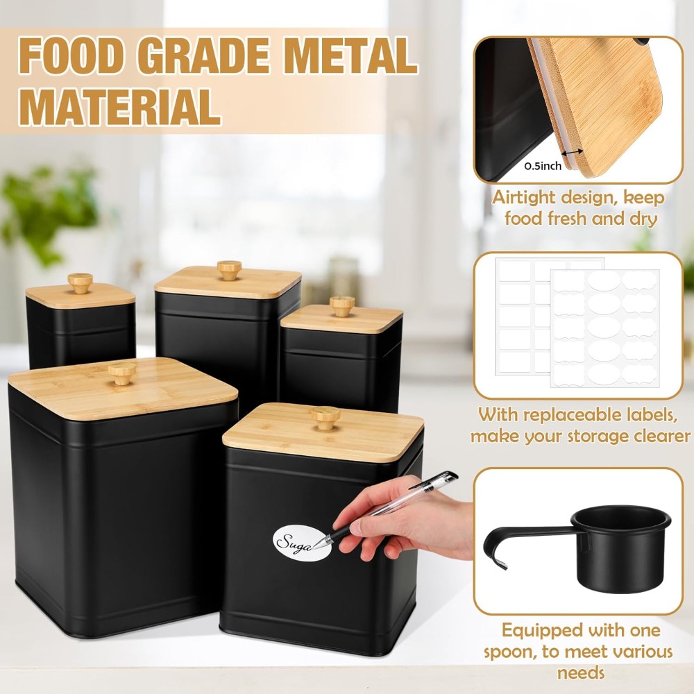 5 Pcs Airtight Kitchen Caniste - Canister Coffee Sugar Tea review and price