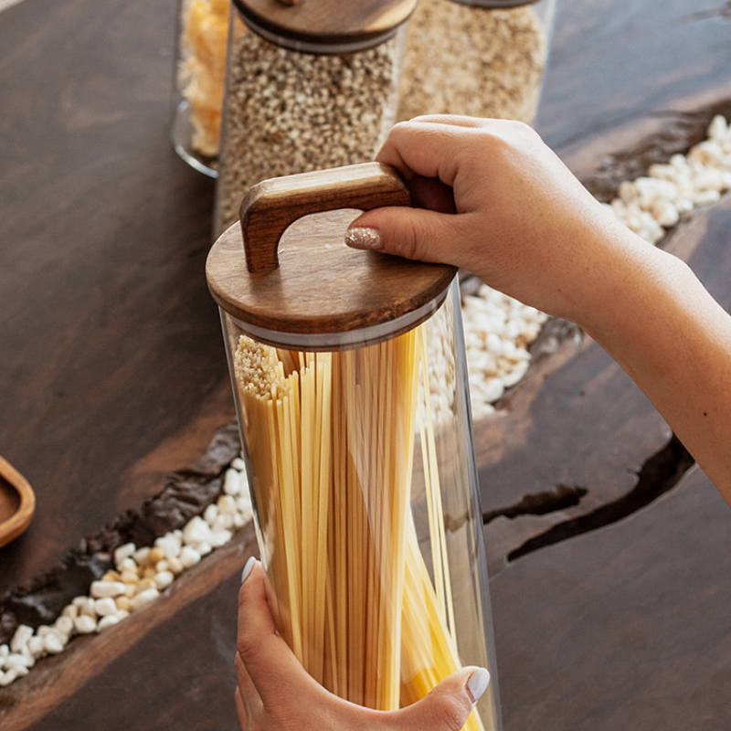 Clear Glass Jar with Bamboo Li - Canister Coffee Sugar Tea review and price