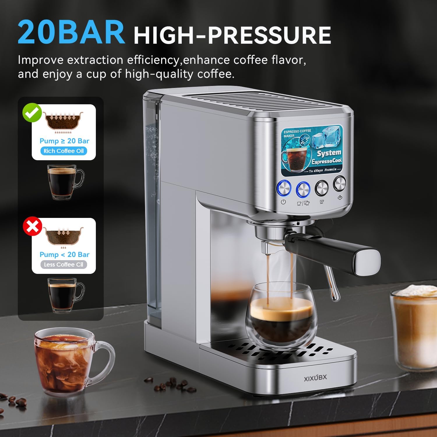 20 Bar Espresso Machine with M - Coffee & Tea Restaurant review and price