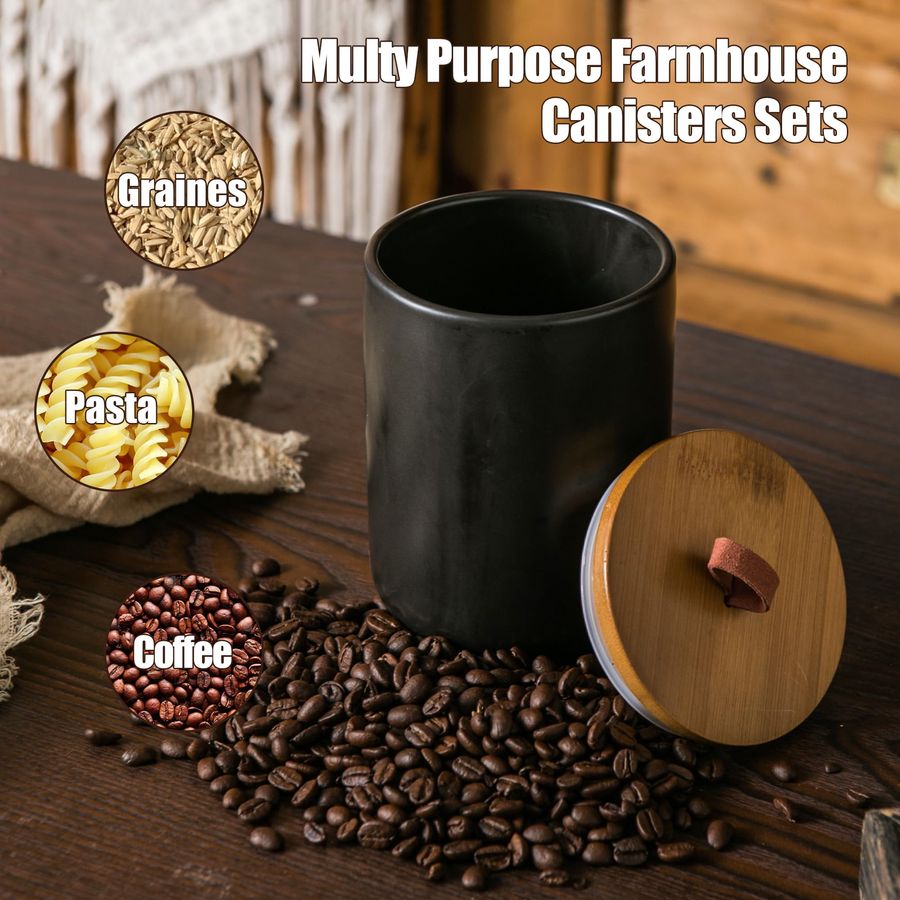 Black Ceramic Canister Set wit - Canister Coffee Sugar Tea review and price