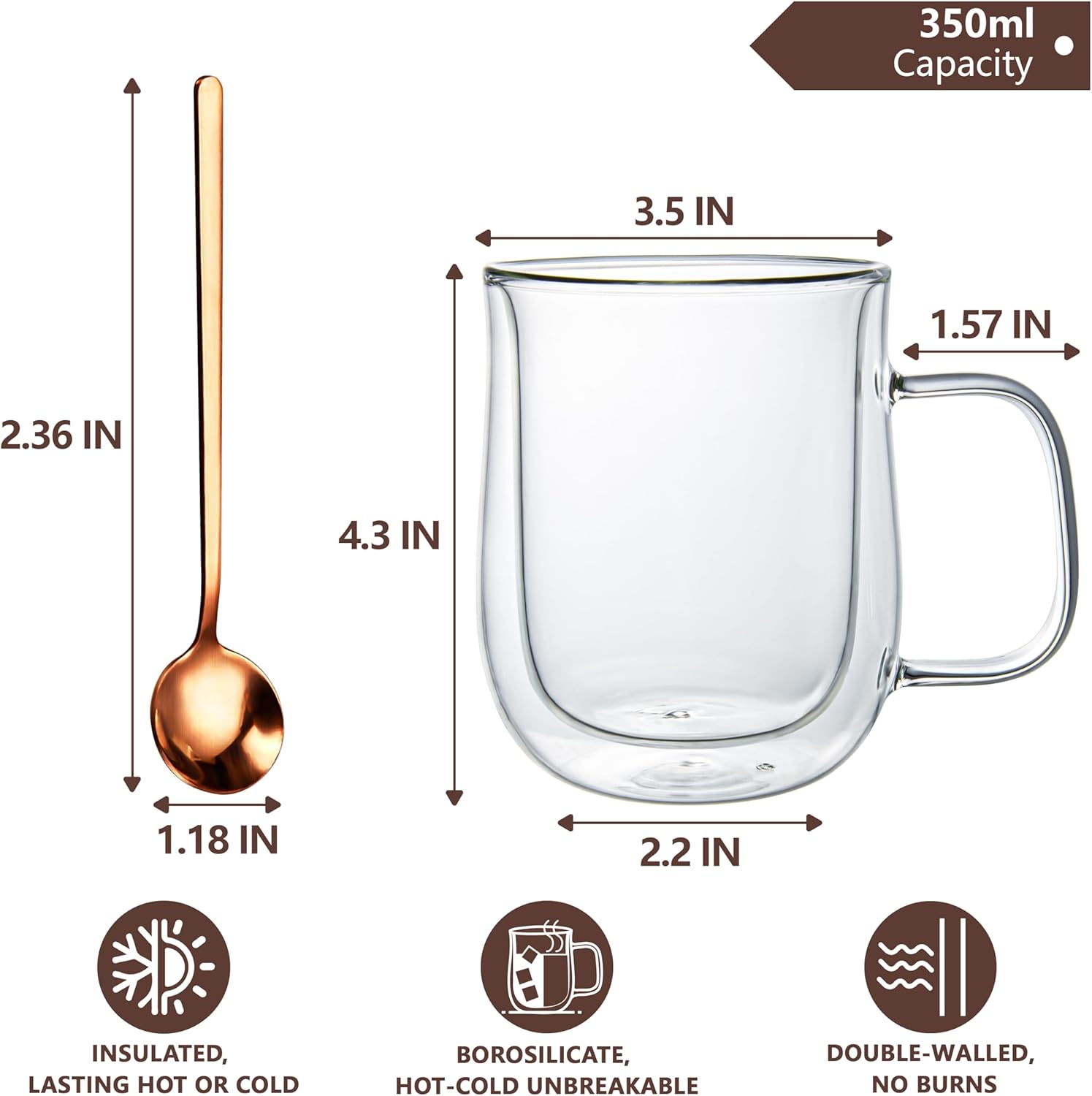 12oz Double Walled Glass Coffe - Coffee Tea Hot review and price