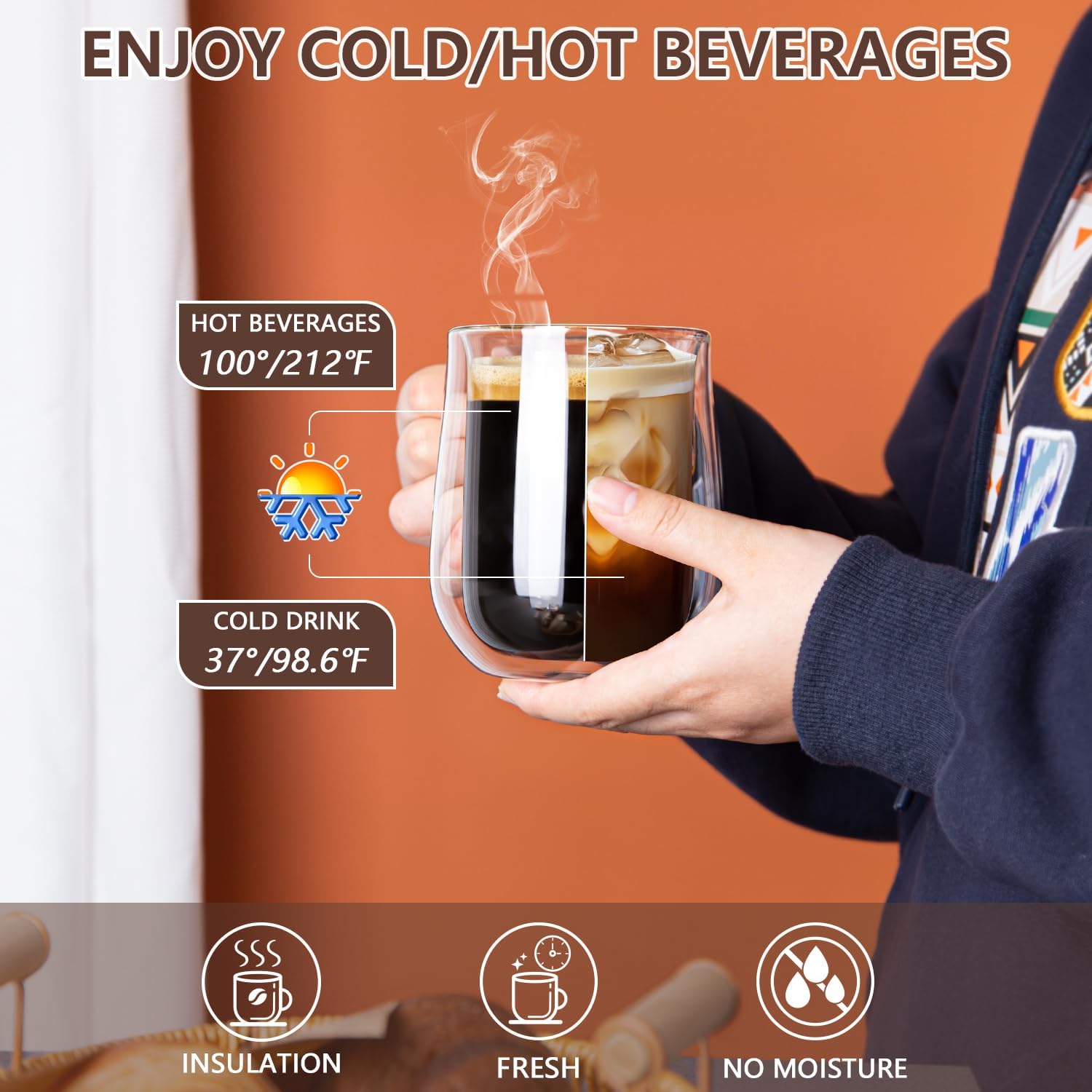 12oz Double Walled Glass Coffe - Coffee Tea Hot review and price